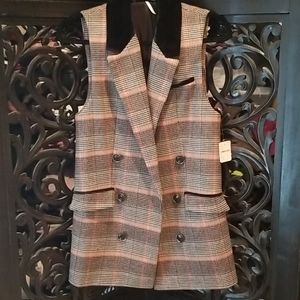 NWT Free People Houndstooth Vest Velvet details XS